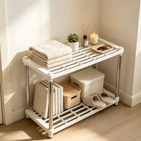 Dalxymotic Kitchen Storage Rack, Multi Tier Floor Shelf Organizer, Bathroom Office Utility Stand, Home Storage Solution for Kitchen Office Bathroom Floor