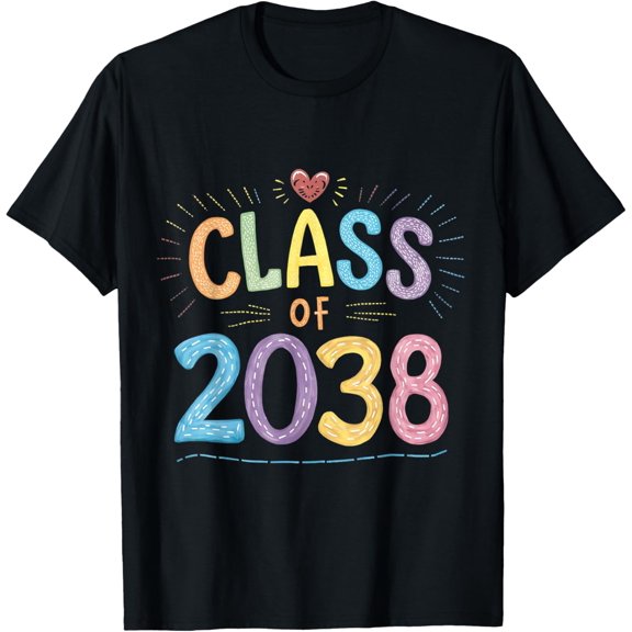 Funny Class of 2038 grow with me Shirts First Day of School T-ShirtMen and women can wear, black T-shirts, gifts. Age: M,L，XL 2XL, 3XL, 231XL