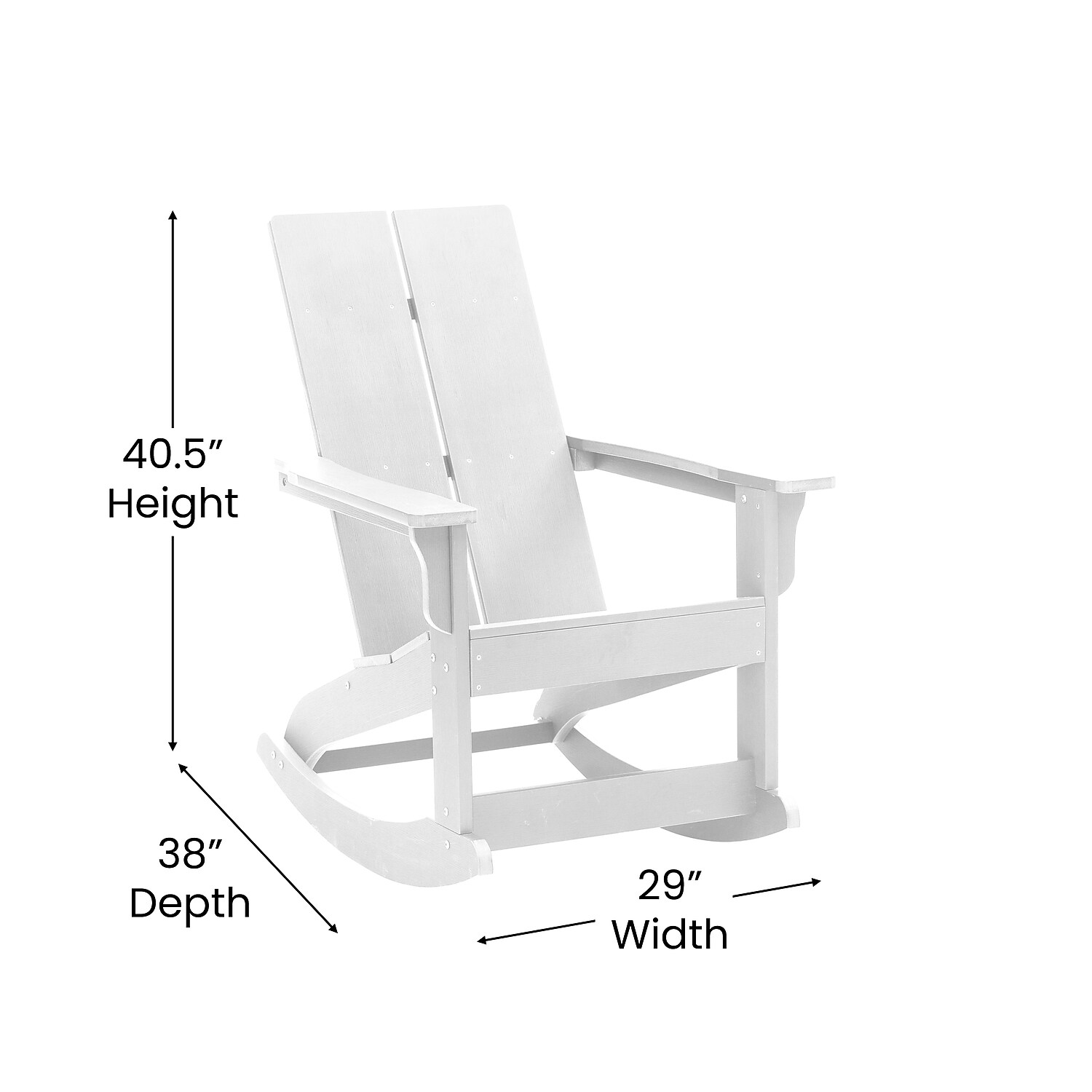 Flash Furniture Finn 3-Piece Adirondack Rocking Patio Chair and Side Table Set, White - image 5 of 9