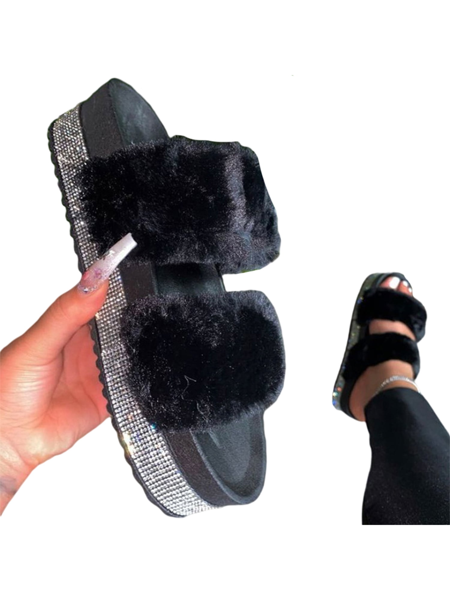 Plush Women Slippers Non Slip Female House Slides Winter Autumn Shoes 4,5-10 