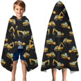 thumbnail image 3 of Cartoon Construction Vehicles Trucks Black Pattern Hooded Bath Towel，50"x30" for Ages 3 To 12 Kids, Quick Dry Lightweight Soft Microfiber Hood Beach Towel Cover Up for Kids, 3 of 7
