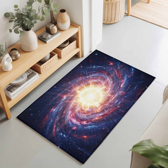 Galaxy Planet Theme Rectangle Rug 2'x3' Moon Outer Space Washable Area Rugs for Living Room Bedroom Entryway Non Slip Entrance Door Mat Indoor Floor Carpet