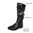 thumbnail image 4 of Bnwani Women Boots Footwear Winter Fashion Zipper Flat High Mid-Calf Versatile Casual Leather Boot Black Size 5.5, 4 of 9