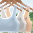 thumbnail image 6 of Xfvqtps Girls Bras with Padded Fixed Cup Seamless Wavy Edge Ice Silk Cooling Training Bra for Teen Big Kids Clavar N7 Embroidery Comfortable Breathable Girls Bras for 12-15 Years Beige, 6 of 7