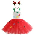 thumbnail image 1 of Felwors Robe de Concours en Tulle pour Filles, Robe de Fête de Noël, Robe à Pois, Ensemble de Bandeau, 1 of 9