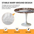 thumbnail image 6 of Coffee Theme Vintage Elastic Fitted Round Table Cover Retro Country Brown Waterproof Outdoor Tablecloth for Holiday Party, Picnic, Patio & Dining Fits Tables Up to 45"-54", 6 of 8