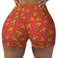 thumbnail image 2 of Balery Pizza Cartoon Pantalones cortos de entrenamiento estampados para mujer, sin costuras, ajustados, para gimnasio, yoga, correr, deportes, ejercicio activo, fitness.-Large, 2 of 8