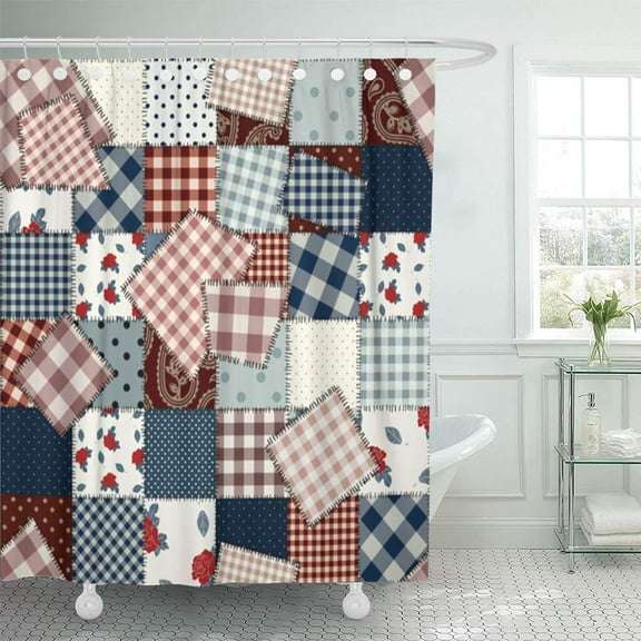 Libin Western Quilt Pattern Will Endlessly Patchwork Patches in Country Shower Curtain 60x72 inch