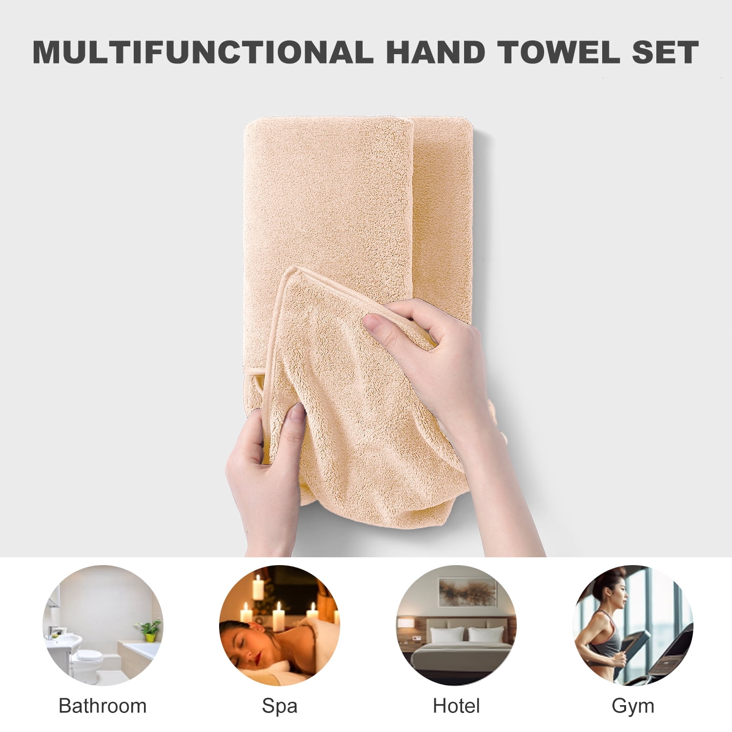 Jessy Home 12 Pack Apricot Yellow Hand Towel Set 16"x31" Soft Highly Absorbent Quick Dry Bathroom Bath Hand Towels Microfiber Plush Towels