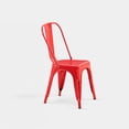 thumbnail image 5 of Set of 4 High Gloss Red Industrial Metal Dining Chairs | 18" Seat Height Stackable for Indoor/Outdoor Use | Durable, Lightweight & Easy-Clean Surface | Modern Kitchen & Bar Stools | Easy Assembly, 5 of 7