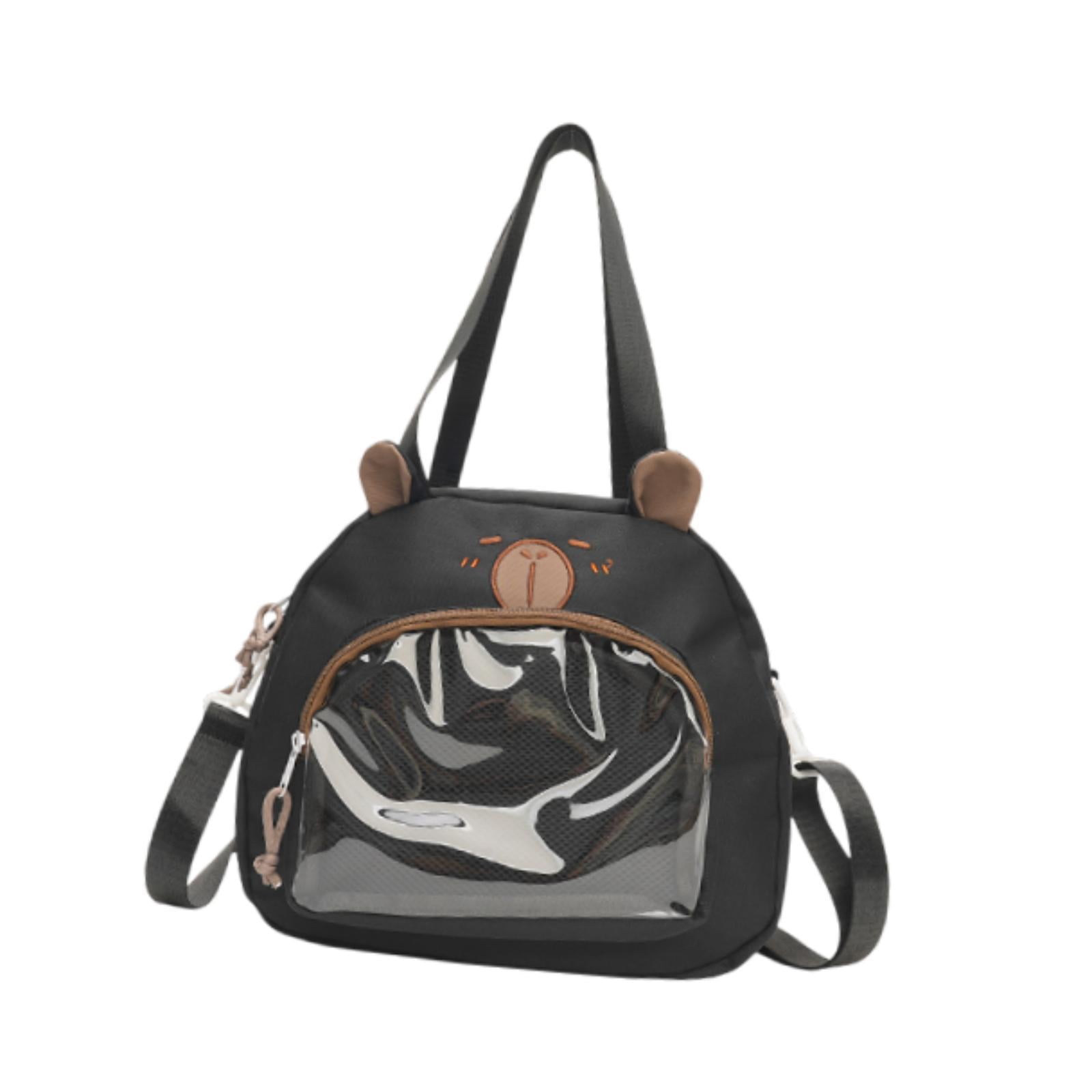 FVDPWYE Ita Bag Badge Bag Cute Capybara Girls PVC Pin Display Bag for Shopping Halloween Black