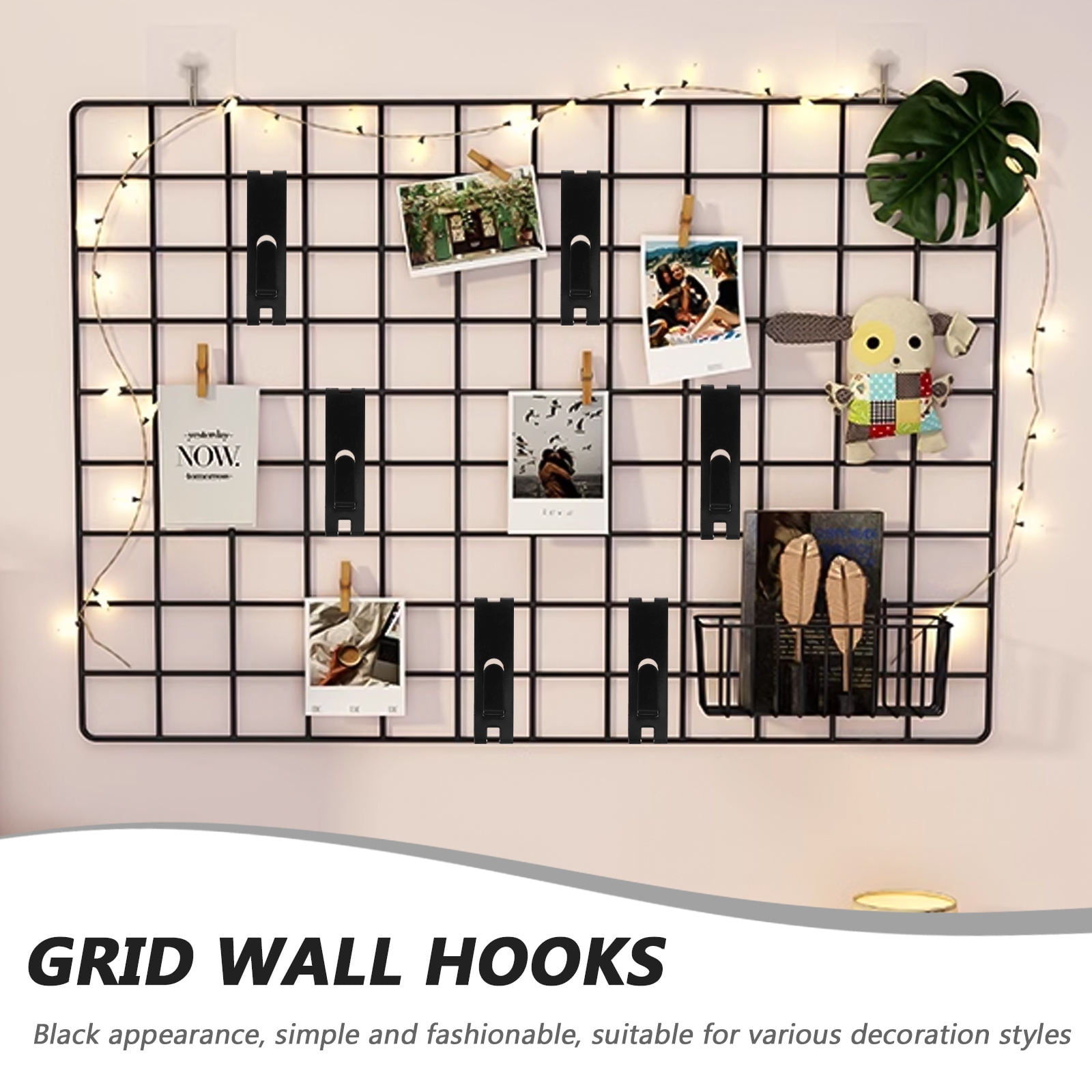 UPKOCH 15Pcs Display Hooks for Grid Wall Black for Hanging Pictures on Grid Panels