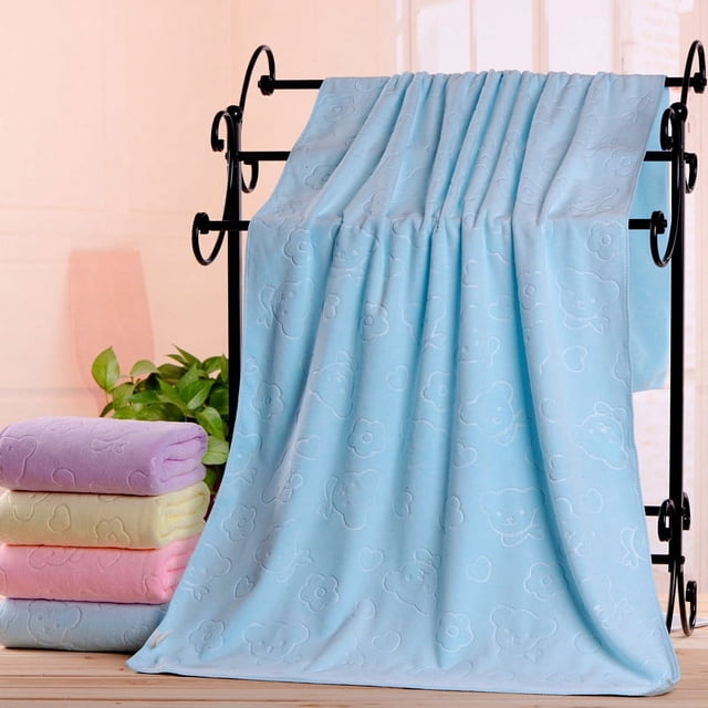 Toalla de baño de microfibra con estampado de oso, venta al por mayor, regalo para niños, toalla de playa gruesa y suave, muy absorbente