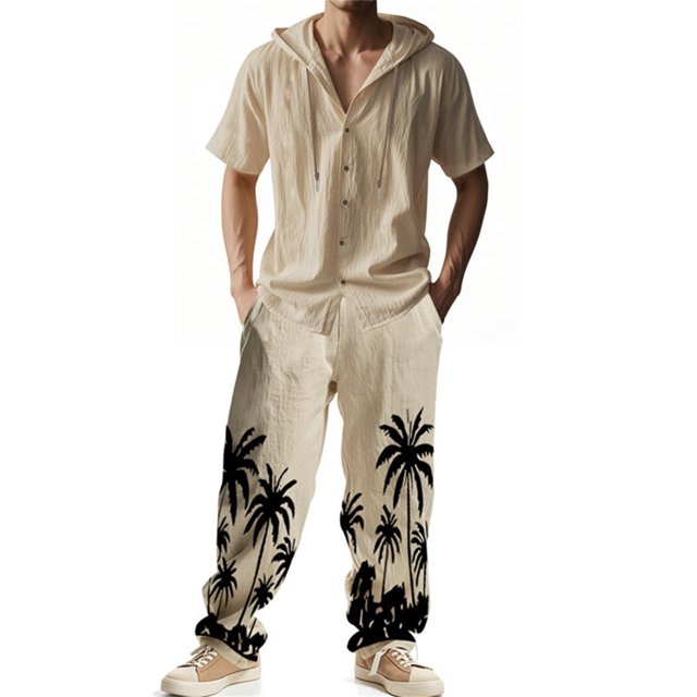 WILLBEST Conjunto Deportivo Corto de Verano para Hombre, con Estampado de Letras Europeas, Informal, Holgado y Cómodo, de Manga Corta y Pantalones Cortos Deportivos con Bolsillo