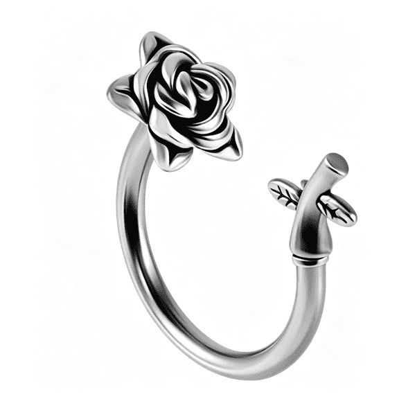 DESIGNICE Rose Flower Lip Rings Surgical Steel Snake Bite Jewelry for Lip Piercing,Labret Jewelry