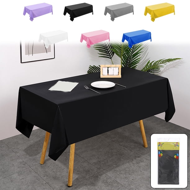 Mantel de Plástico Desechable | 137 X 274 Cm, Acolchado, de Color Liso, para Fiestas, Picnics y Eventos | Rosa, Blanco, Azul, Plateado y Amarillo