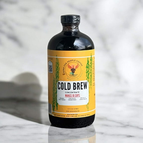 Rising for People Coffee Concentrated Cold Brew, Organic and Fair Trade, Medium-dark roast, 16 fl oz.