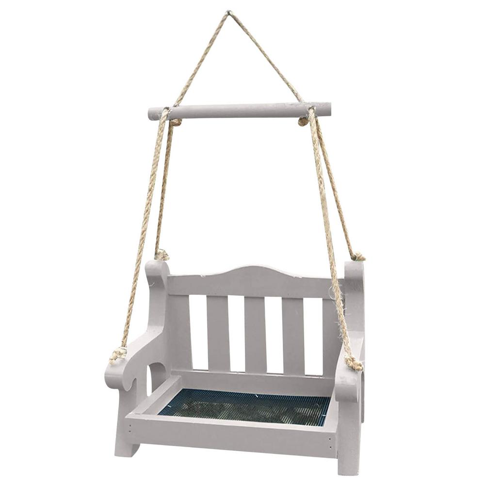 Younar Swing Seat Bird Feeder Wooden Hangings Seed Tray for Birds Durable Bird Seed Feeder