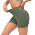 thumbnail image 4 of High Waist Biker Shorts for Women 6"/ 8"/10" Tummy Control, Yoga Workout Running Gym Shorts with Pockets for Summer, 4 of 5