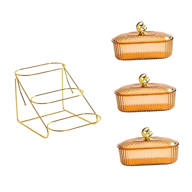 Soporte para frutas en varios niveles, organizador de refrigerios con soporte, plato versátil y moderno para frutas secas estilo B 3 cuadrículas