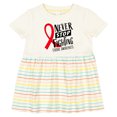 thumbnail image 3 of Inktastic Never Stop Fighting Stroke Awareness Red Ribbon Girls Baby Dress, 3 of 5
