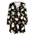thumbnail image 4 of Yuyamidu Halloween Dresses for Women Pumpkin V-Neck Elastic Waist Dress Casual Long Sleeve A-line Dress Size S Ghost Flowy Swing Dresses Soft Fall Homecoming Dresses, 4 of 7