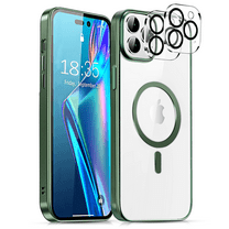 Magnetic Case for iPhone 14 Pro Max Case Compatible with MagSafe (6.7 inch), Military Grade Drop Protection Camera Cover, Soft Silicone Rubber Phone Cases for iPhone 14 Pro Max, Green