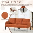thumbnail image 4 of S-HOME Modern Plush Corduroy Upholstered Loveseat with Dual Side Pockets and Metal Legs, Sofa for Apartment, Orange, 4 of 15
