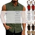 thumbnail image 2 of VSSSJ Men's Sleeveless Hawaiian Shirts Button Down Cotton Linen Shirt Collared Loose Vintage Solid Split Summer Casual Beach Shirt Khaki L, 2 of 6