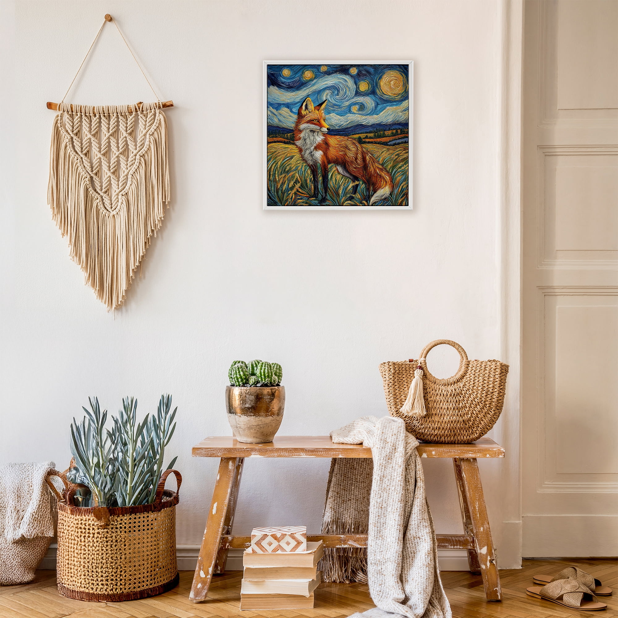 Stupell Industries Swirling Impressionist Fox White Framed Giclee Art, design by The Wands Want