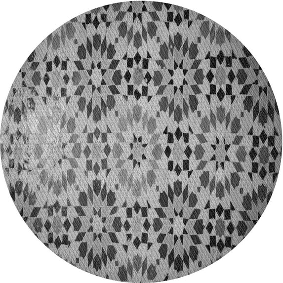 Ahgly Company Machine Washable Indoor Round Transitional Dark Gray Area Rugs, 3' Round