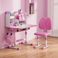 thumbnail image 5 of SUSUchens Height Adjustable Kids Study Desk Chair Set with Sitting Corrector,Children School Study Table Chair Set with Book Stand, Foot Pedal, Partition Design (Pink 2Pcs), 5 of 10