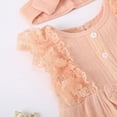 thumbnail image 4 of mgoYE Baby Girl Clothes Outfits Infant Summer Romper Cotton Linen Preemie Newborn Essentials Photography with Headband(Red,12-18 Months), 4 of 8