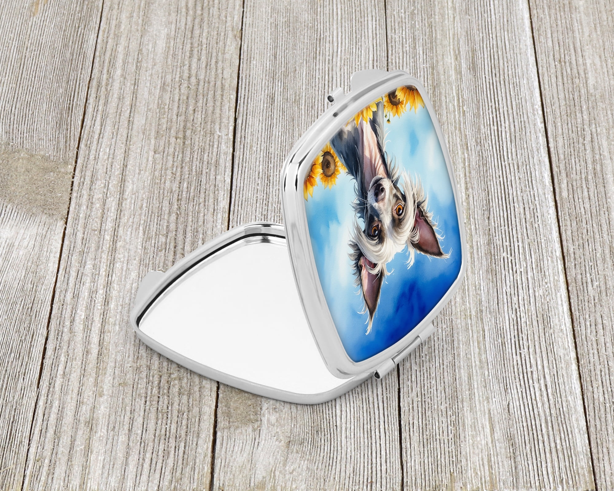 Chinese Crested in Sunflowers Compact Mirror 2.75 in x 3 in