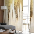thumbnail image 4 of Abstract Gold Semi Sheer Curtains 84 Inch Length 2 Panels Set, Modern Brush Luxury Strokes Artwork Sheer Kitchen Curtain Privacy Voile Window Curtain for Living Room Bedroom Rod Pocket Drapes, 4 of 7