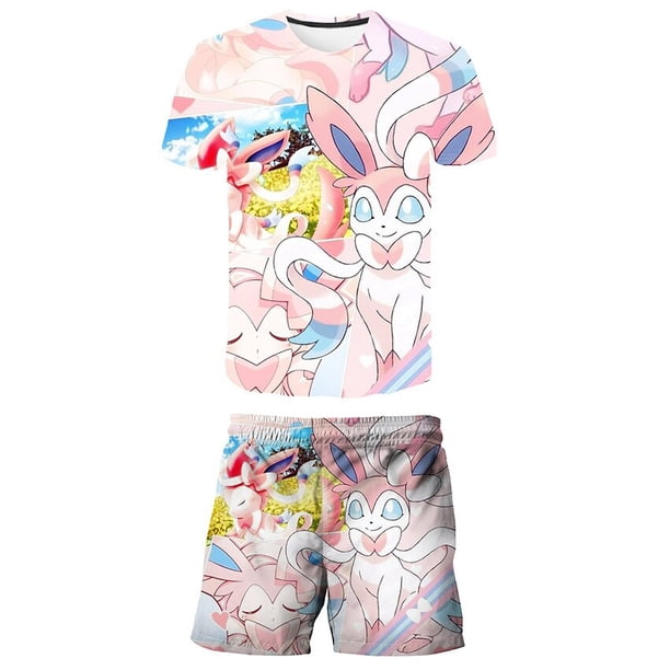 Conjuntos de unicornio de verano para niños y niñas, chándal de dibujos animados para niños, camisetas de manga corta, conjuntos deportivos para niños, conjuntos bonitos de 2 uds, ropa 8T Gao Jinjia LED