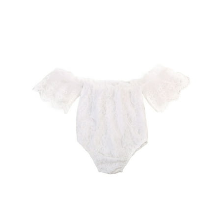 

Musuos Baby Girl Off Shoulder Lace Romper Strapless Jumpsuit Sunsuit Outfit