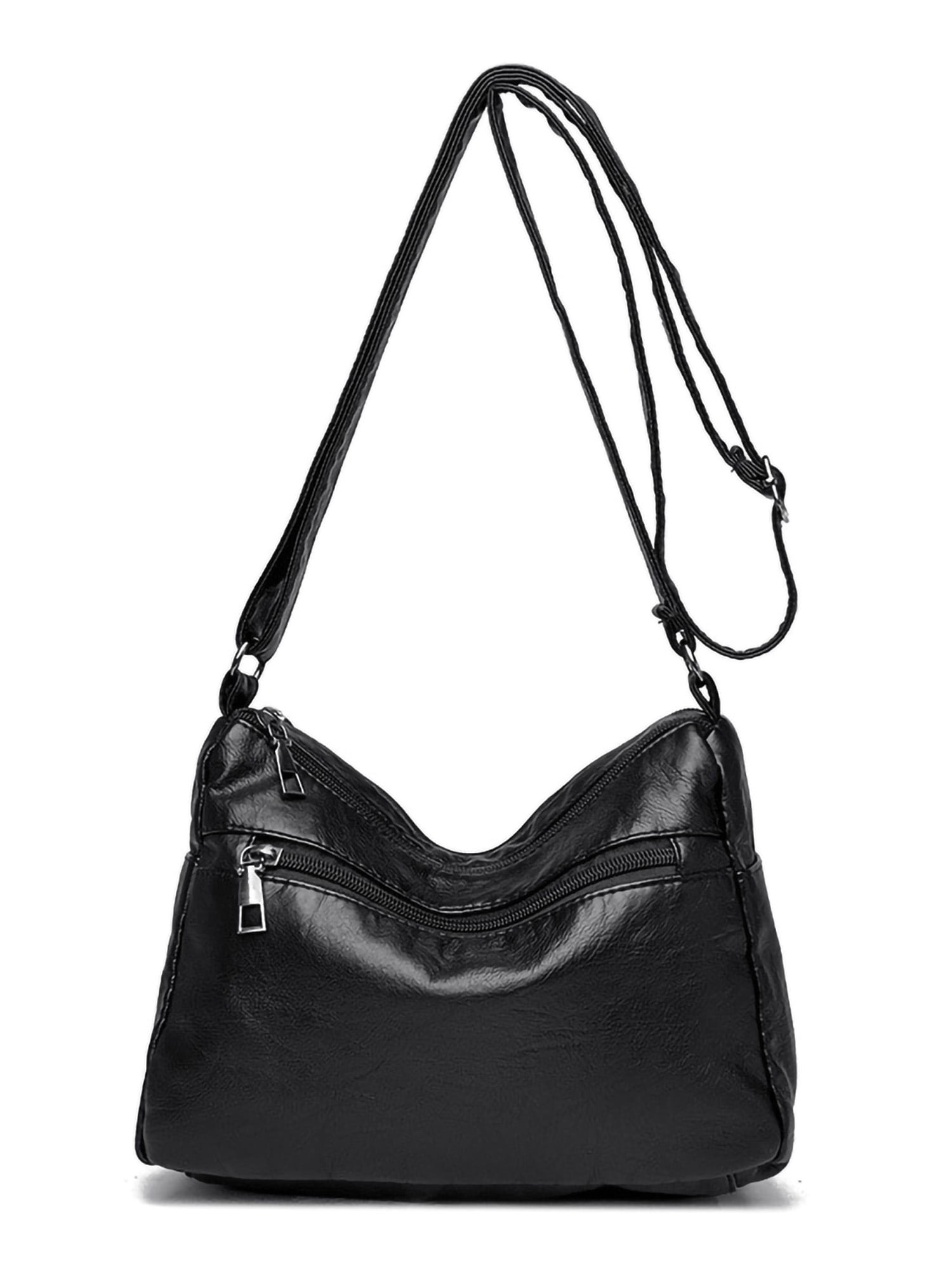 Capreze Women Crossbody Bag Multi Pockets Shoulder Bags Large Capacity PU  Leather Purse Zipper Ladies Waterproof Hobo Retro Adjustable Strap Gold 