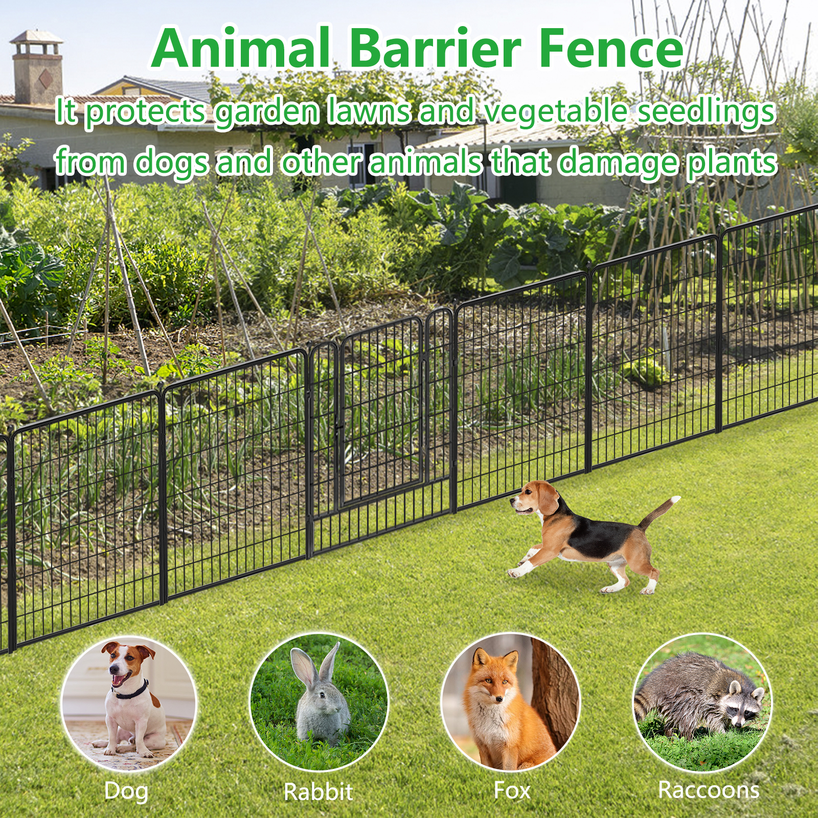 Txh001 Garden Fence 36 Panels 83ft(L)×40in(H) Animal Barrier Decorative Metal Wire Fence with Gate Flower Bed No Dig Fence Temporary Fencing for Backyard Patio