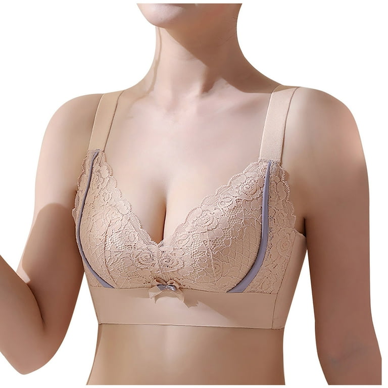 SOOMLON Bralettes for Women Comfortable Lace Breathable Bra No Underwire Bra  Summer Bra Comfortable Bras Pink L 