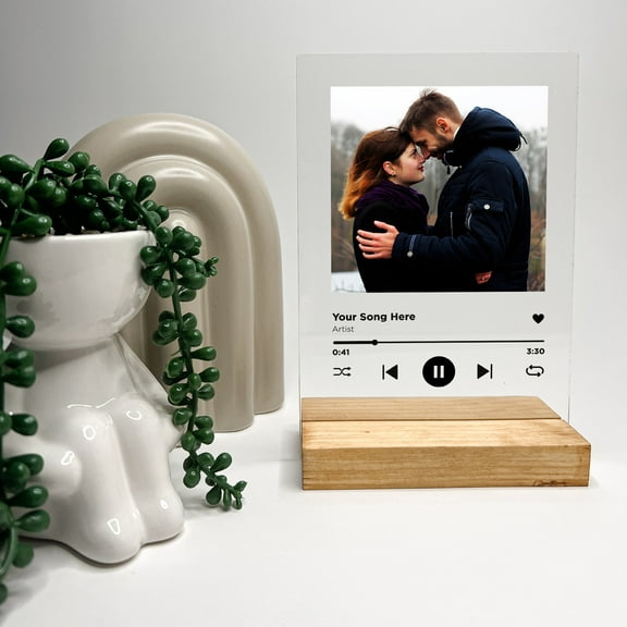 Custom Personalized Photo Song Framed Lyrics Music Album Cover Picture Plaque With Stand, Anniversary Wedding Couple Valentines Family Gift