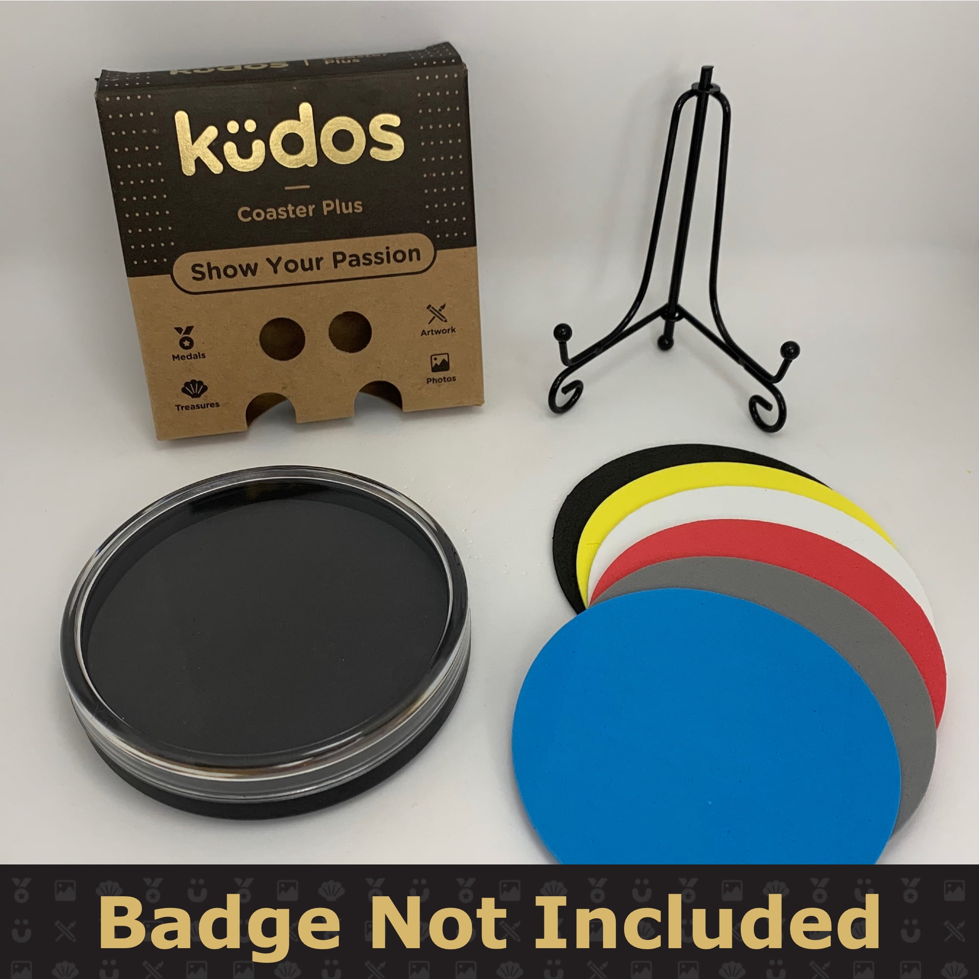 Kudos Badge Display Case with Stand - Shadow Box for Policeman, Fire Badge - Badge Holder Gift for Cop, Security Officer or Firefighter