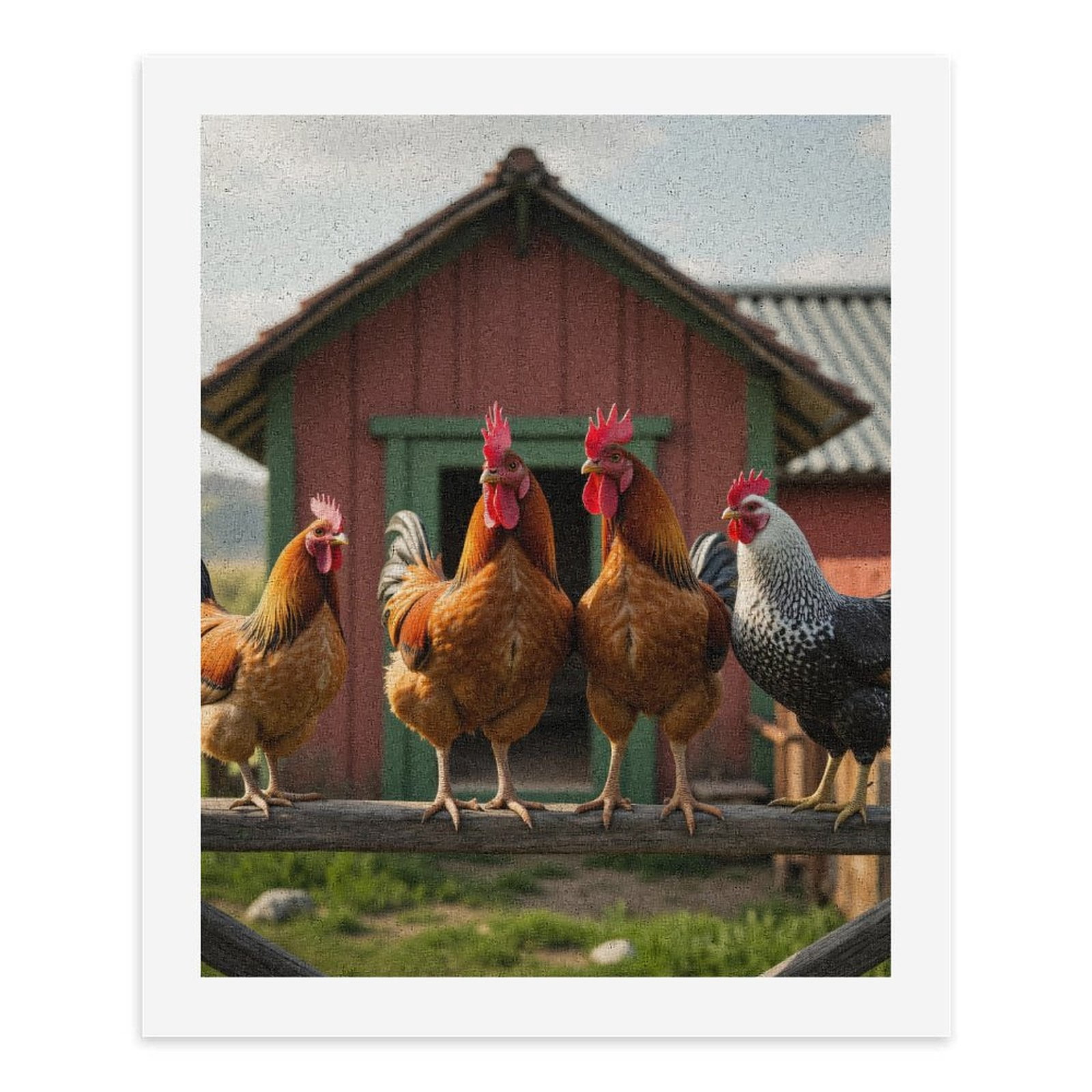 Paint by Numbers Kit for Adults, Chickens On Farm Fence Paint by Numbers, Easy Paint by Numbers Kit for Adults Beginner, DIY Adult Paint by Number Kits on Canvas, Home Decor