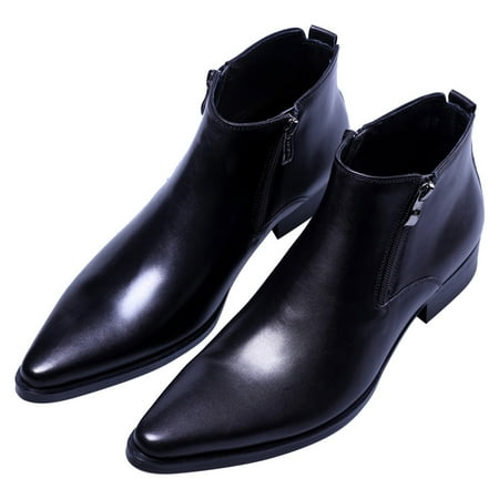 Santimon Men Formal Dress Shoes Genuine Leather Chukka Boots Fashion Ankle Boots Black 14 US