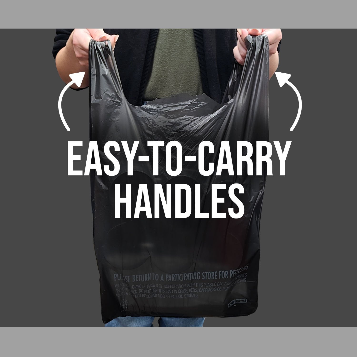 Poly America 1,000 Count Black T-Shirt Carryout Bags, 11.5" x 6.5" x 22"