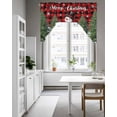 thumbnail image 4 of Red Plaid Christmas Kitchen Curtains Swag Valance for Windows/Bathroom/Cafe, Xmas Tree Snowflake Winter Gifts Rod Pocket Drape Panel Swag Curtains Valance for Bedroom/Living Room 56"x36", 4 of 6