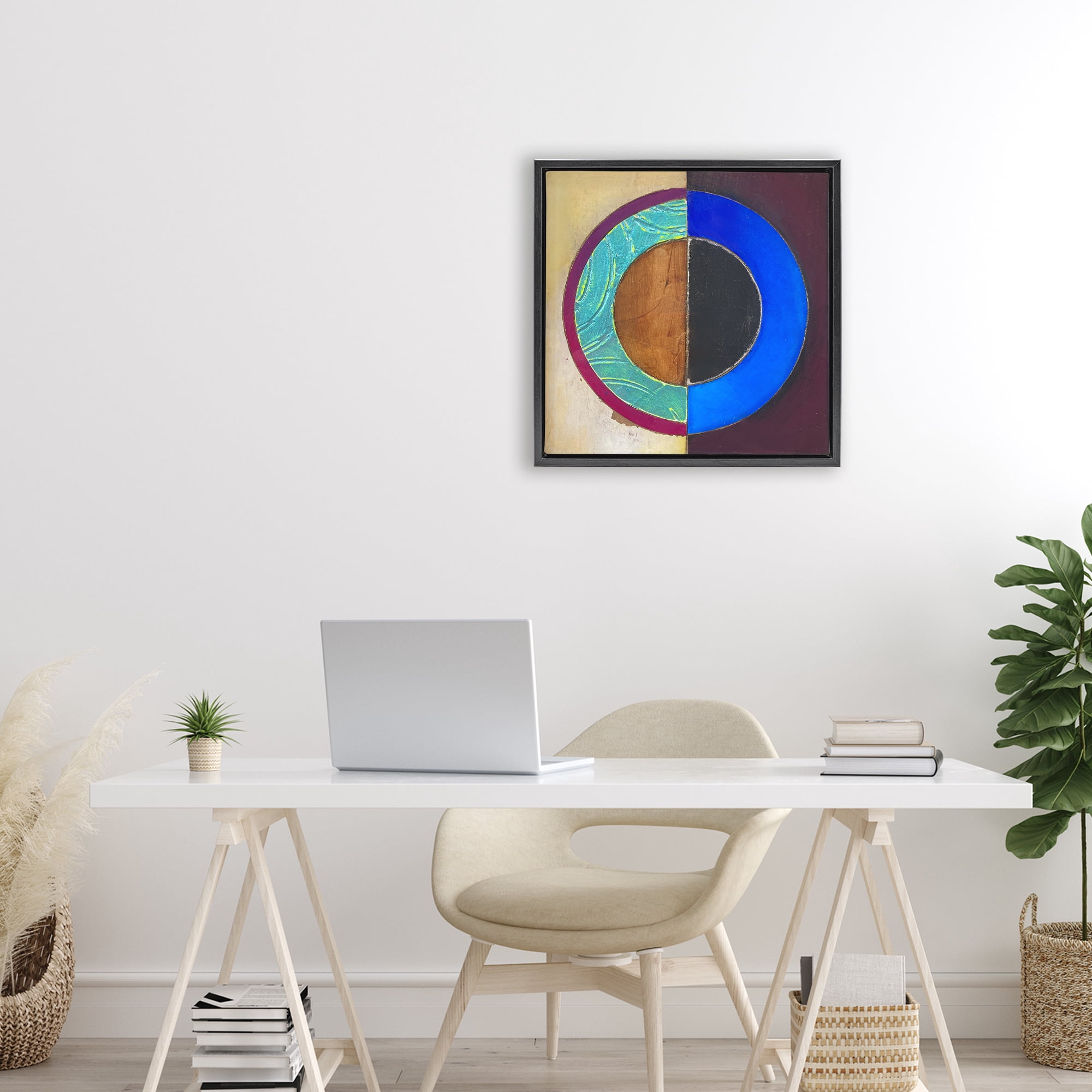 Stupell Industries Nautical Split Circle Black Framed Floater Canvas Wall Art, design by Matthew Finger