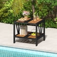 thumbnail image 2 of Gymax 2 Pcs Table d'Appoint d'Extérieur à 2 Niveaux Table de Bout pour Café avec Trou pour Parasol de 1,57 Pieds' Tablette de Rangement, 2 of 10