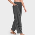 thumbnail image 7 of Save On Linen Palazzo Pants for Women Summer Drawstring Elastic Waist Trousers Athletic Track Pants Loose Fitted Drop Crotch Trouser Lounge Baggy Sweatpant Golf Joggers Pants with Pockets, 7 of 7