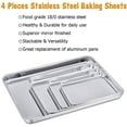 thumbnail image 2 of Baking sheet set, 4-piece 16/12.5/10/9.3-inch stainless steel baking sheet trays cookie sheets, non-toxic and healthy, rust-resistant and easy to clean - dishwasher safe, 2 of 4